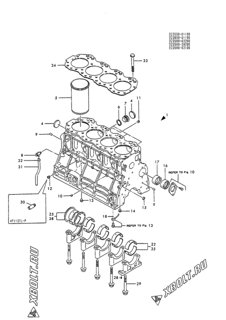  Блок цилиндров двигателя Yanmar 4T112TL-P
