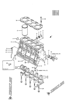  Двигатель Yanmar 4T112L-P, узел -  Блок цилиндров 