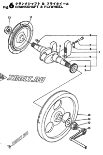  Двигатель Yanmar GN30, узел -  Коленвал и маховик 