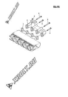 Двигатель Yanmar 4TN82TE-KM, узел -  Выпускной коллектор 