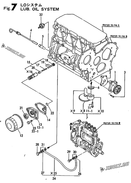  Система смазки двигателя Yanmar 4TN82E-UKCL