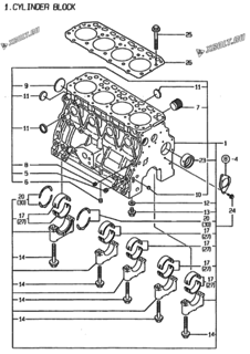  Двигатель Yanmar 4TN84TE-G1, узел -  Блок цилиндров 