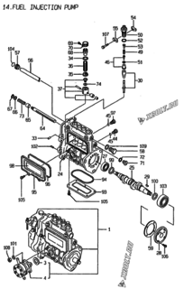  Двигатель Yanmar 4TN84TE-G1, узел -  Топливный насос высокого давления (ТНВД) 