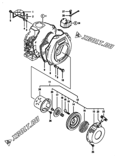  Двигатель Yanmar L70EE-DE15A, узел -  Пусковое устройство 