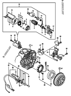  Двигатель Yanmar L70EE-DE15A, узел -  Стартер и генератор 