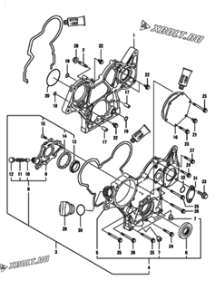  Двигатель Yanmar 3TNV76-CAV, узел -  Корпус редуктора 