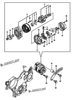  Двигатель Yanmar 3TNV76-CAV, узел -  Генератор 