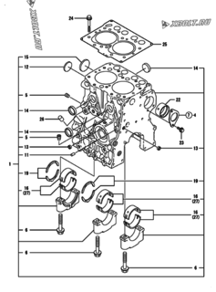  Двигатель Yanmar 2TNE68-CDM, узел -  Блок цилиндров 