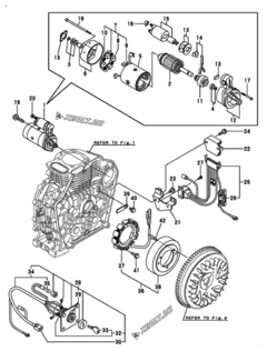  Двигатель Yanmar L70N6-ME, узел -  Стартер и генератор 