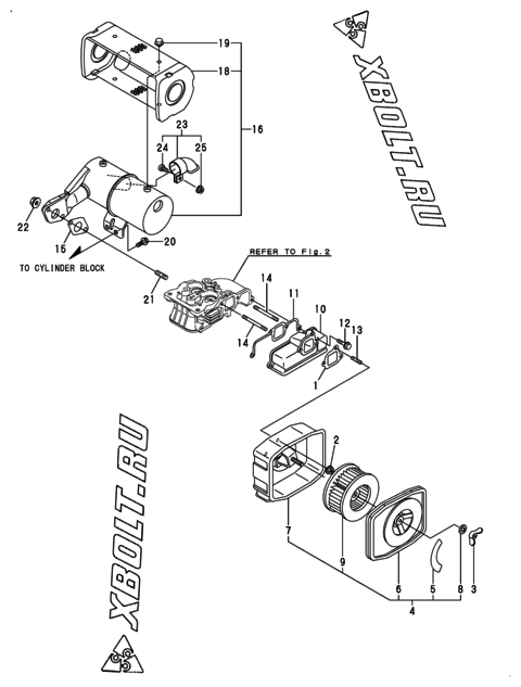  Воздушный фильтр и глушитель двигателя Yanmar L48N6-PETM