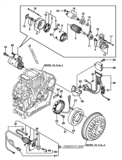  Двигатель Yanmar L48N6-PETM, узел -  Стартер и генератор 