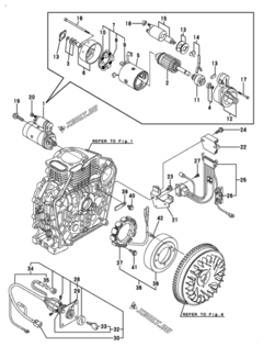  Двигатель Yanmar L100N5-GETMA, узел -  Стартер и генератор 