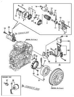  Двигатель Yanmar L100N5CA1T1AAS1, узел -  Стартер и генератор 