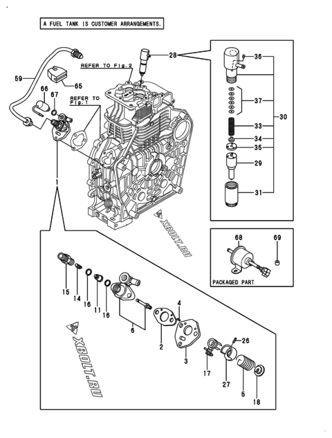  Топливный насос высокого давления (ТНВД) и форсунка двигателя Yanmar L100N5EL2C9HAS1