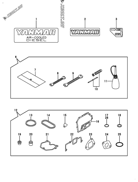  Инструменты, шильды и комплект прокладок двигателя Yanmar L100N5EL2C9HAS1