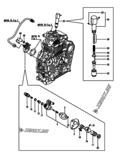  Двигатель Yanmar L100N5EL2C9HAS1, узел -  Топливный насос высокого давления (ТНВД) и форсунка 