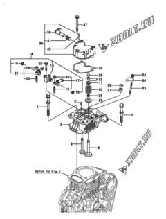  Двигатель Yanmar L100N5EM1T1AAS1, узел -  Головка блока цилиндров (ГБЦ) 