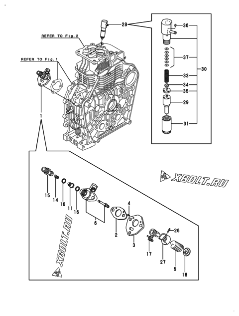  Топливный насос высокого давления (ТНВД) и форсунка двигателя Yanmar L100N5EM1T1AAS1