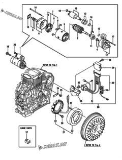  Двигатель Yanmar L100N6CJ2L1AAS1, узел -  Стартер и генератор 