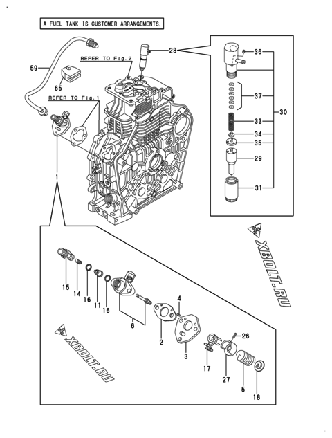  Топливный насос высокого давления (ТНВД) и форсунка двигателя Yanmar L100N6EJ1C1EA
