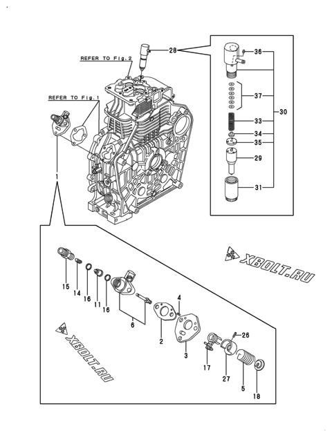  Топливный насос высокого давления (ТНВД) и форсунка двигателя Yanmar L100N6FA1L1AAS5
