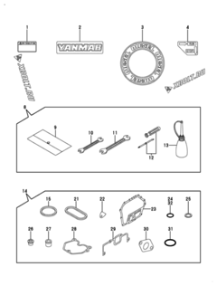  Двигатель Yanmar L100V6EJ1C1HAS1, узел -  Инструменты, шильды и комплект прокладок 