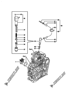  Двигатель Yanmar L100V6EJ1C1HAS1, узел -  Топливный насос высокого давления (ТНВД) и форсунка 
