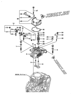  Двигатель Yanmar L100V6FJ1P1AAS5, узел -  Головка блока цилиндров (ГБЦ) 