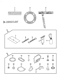  Двигатель Yanmar L100AE-DEGLE8YC, узел -  Инструменты, шильды и комплект прокладок 