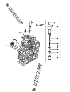 Двигатель Yanmar L100V6CA2L5HA13, узел -  Топливный насос высокого давления (ТНВД) и форсунка 