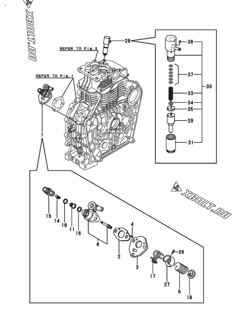  Топливный насос высокого давления (ТНВД) и форсунка двигателя Yanmar L100N5EA1C1CAID