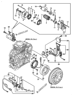  Двигатель Yanmar L100N5EA1C1CAID, узел -  Стартер и генератор 