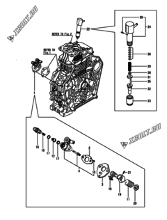  Двигатель Yanmar L100N5EA1C1CAID, узел -  Топливный насос высокого давления (ТНВД) и форсунка 