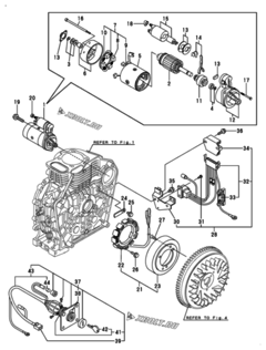  Двигатель Yanmar L100N6CA1T1CAID, узел -  Стартер и генератор 