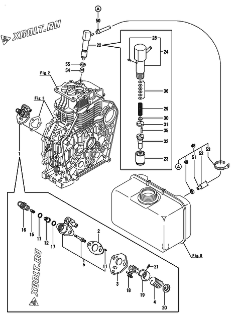  Топливный насос высокого давления (ТНВД) и форсунка двигателя Yanmar L100N6CA1T1CAID