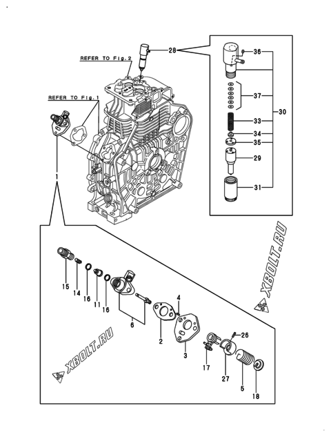  Топливный насос высокого давления (ТНВД) и форсунка двигателя Yanmar L100N6FA1P1AAID
