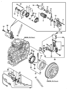  Двигатель Yanmar L70N6CA1T1CAID, узел -  Стартер и генератор 