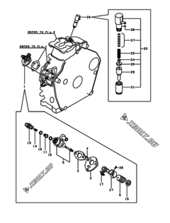  Двигатель Yanmar L48N6FF1P1AAID, узел -  Топливный насос высокого давления (ТНВД) и форсунка 