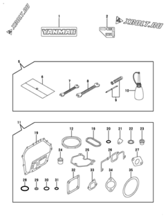  Двигатель Yanmar L70N5EK0C1HAMA, узел -  Инструменты, шильды и комплект прокладок 