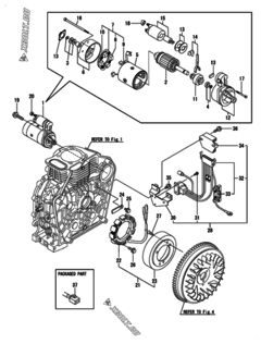  Двигатель Yanmar L100N6NK0L9AASW, узел -  Стартер и генератор 