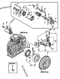  Двигатель Yanmar L70N5EJ1C1CAS1, узел -  Стартер и генератор 