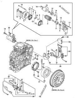 Двигатель Yanmar L100V6CA1T1CAML, узел -  Стартер и генератор 