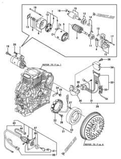  Двигатель Yanmar L100V6CA1F1AA, узел -  Стартер и генератор 