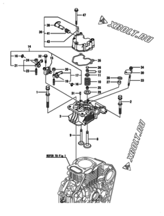  Двигатель Yanmar L100N5EJ2T9HAPR, узел -  Головка блока цилиндров (ГБЦ) 