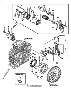  Двигатель Yanmar L100N5EJ2T9HAPR, узел -  Стартер и генератор 
