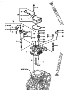  Двигатель Yanmar L100N6EJ1T1AAS1, узел -  Головка блока цилиндров (ГБЦ) 