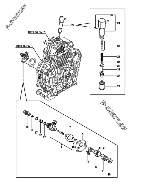  Топливный насос высокого давления (ТНВД) и форсунка двигателя Yanmar L100N6EJ1T1AAS1