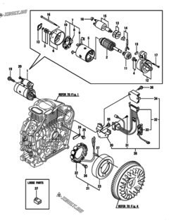  Двигатель Yanmar L100N6EJ1T1AAS1, узел -  Стартер и генератор 