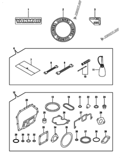  Двигатель Yanmar L100N5EJ1C1HAAY, узел -  Инструменты, шильды и комплект прокладок 