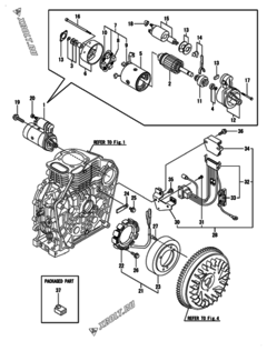  Двигатель Yanmar L100N5EJ1C1JAPR, узел -  Стартер и генератор 